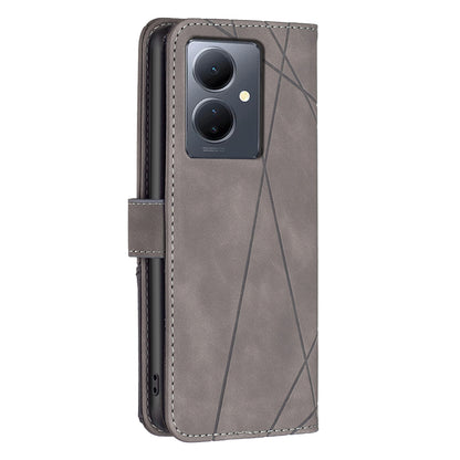 vivo Y78 5G Rhombus Texture Leather Phone Case with Magnetic Buckle and Card Holder