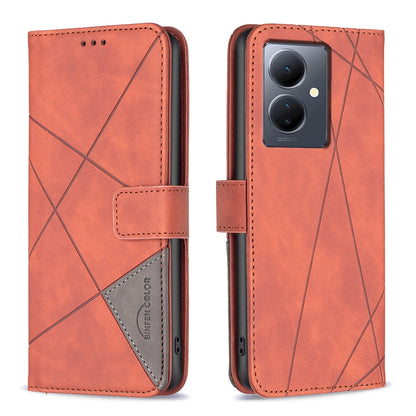 vivo Y78 5G Rhombus Texture Leather Phone Case with Magnetic Buckle and Card Holder