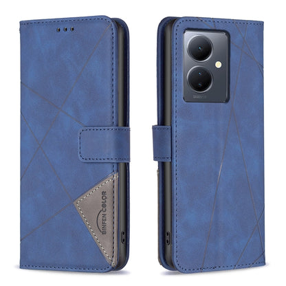 vivo Y78 5G Rhombus Texture Leather Phone Case with Magnetic Buckle and Card Holder