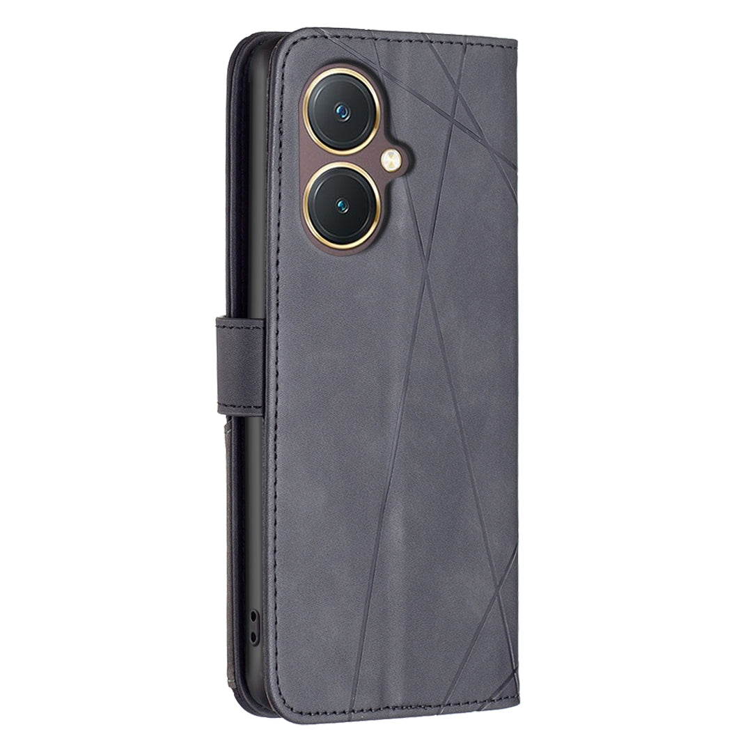 vivo Y27 4G Rhombus Texture Leather Phone Case with Magnetic Buckle and Card Holder