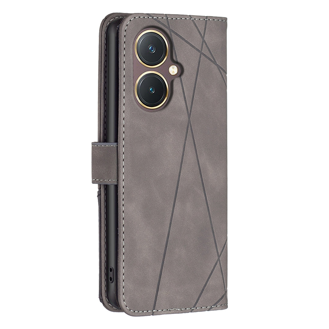 vivo Y27 4G Rhombus Texture Leather Phone Case with Magnetic Buckle and Card Holder