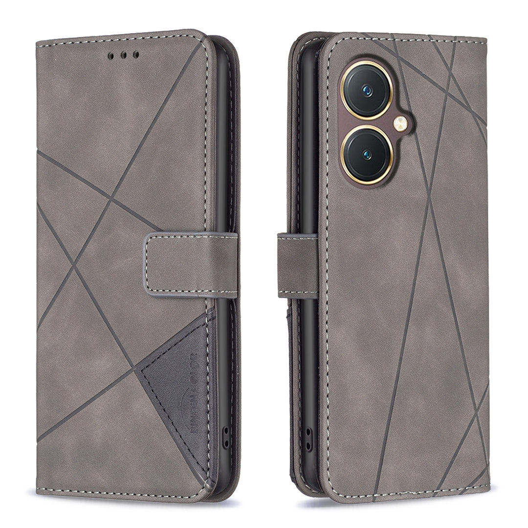 vivo Y27 4G Rhombus Texture Leather Phone Case with Magnetic Buckle and Card Holder