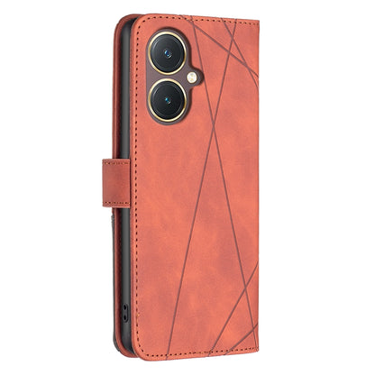 vivo Y27 4G Rhombus Texture Leather Phone Case with Magnetic Buckle and Card Holder