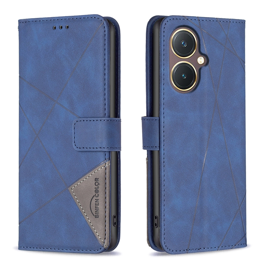 vivo Y27 4G Rhombus Texture Leather Phone Case with Magnetic Buckle and Card Holder