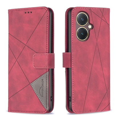 vivo Y27 4G Rhombus Texture Leather Phone Case with Magnetic Buckle and Card Holder