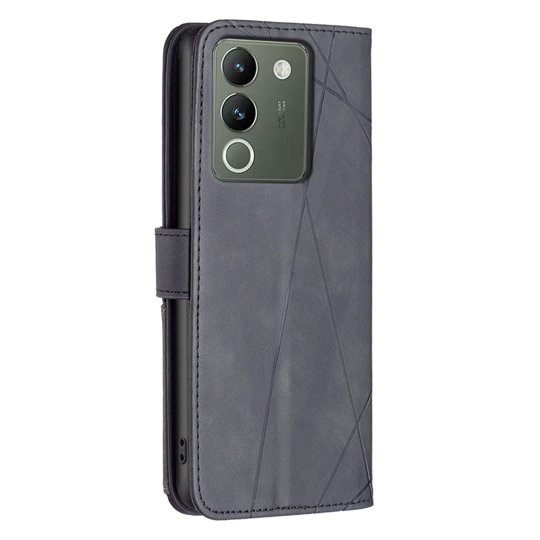 For vivo Y200 5G Rhombus Texture Leather Phone Case with Magnetic Buckle and Card Holder