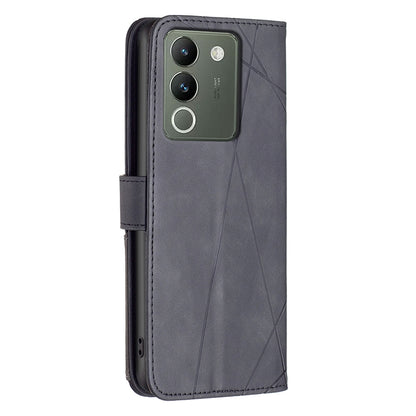 For vivo Y200 5G Rhombus Texture Leather Phone Case with Magnetic Buckle and Card Holder