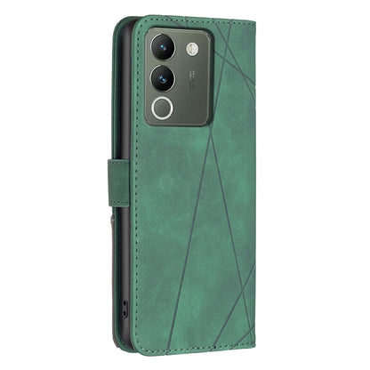 For vivo Y200 5G Rhombus Texture Leather Phone Case with Magnetic Buckle and Card Holder
