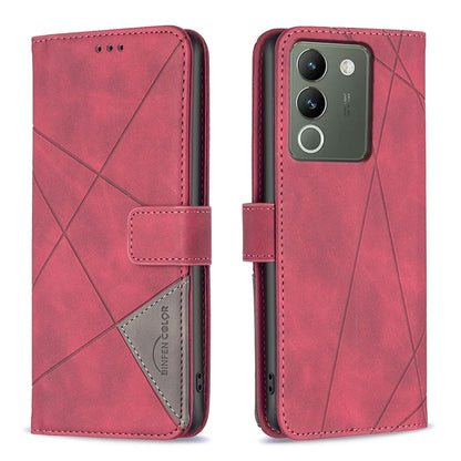 For vivo Y200 5G Rhombus Texture Leather Phone Case with Magnetic Buckle and Card Holder