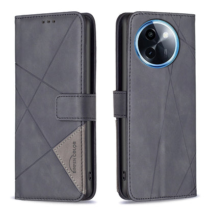 vivo Y200i 5G Rhombus Texture Leather Phone Case with Magnetic Buckle and Card Holder