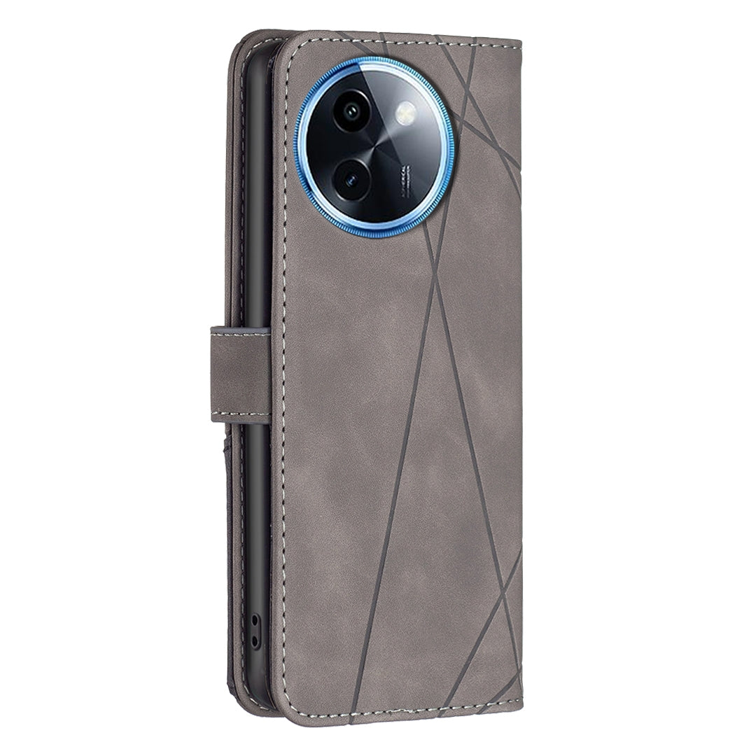 vivo Y38 5G Rhombus Texture Leather Phone Case with Magnetic Buckle and Card Holder