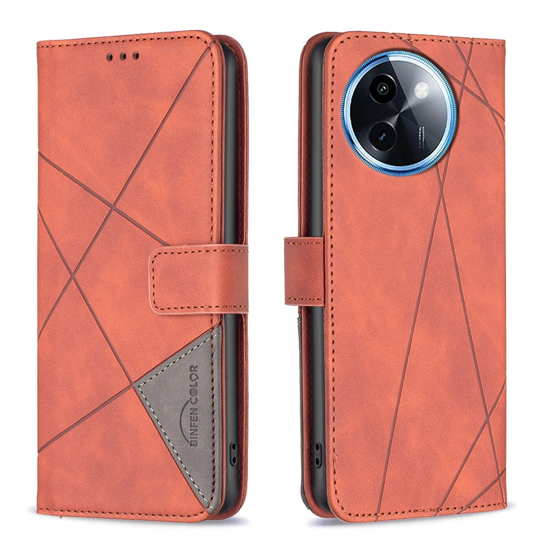 vivo Y200i 5G Rhombus Texture Leather Phone Case with Magnetic Buckle and Card Holder