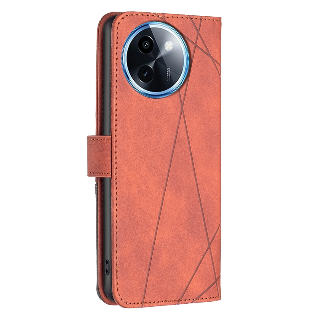 vivo Y200i 5G Rhombus Texture Leather Phone Case with Magnetic Buckle and Card Holder