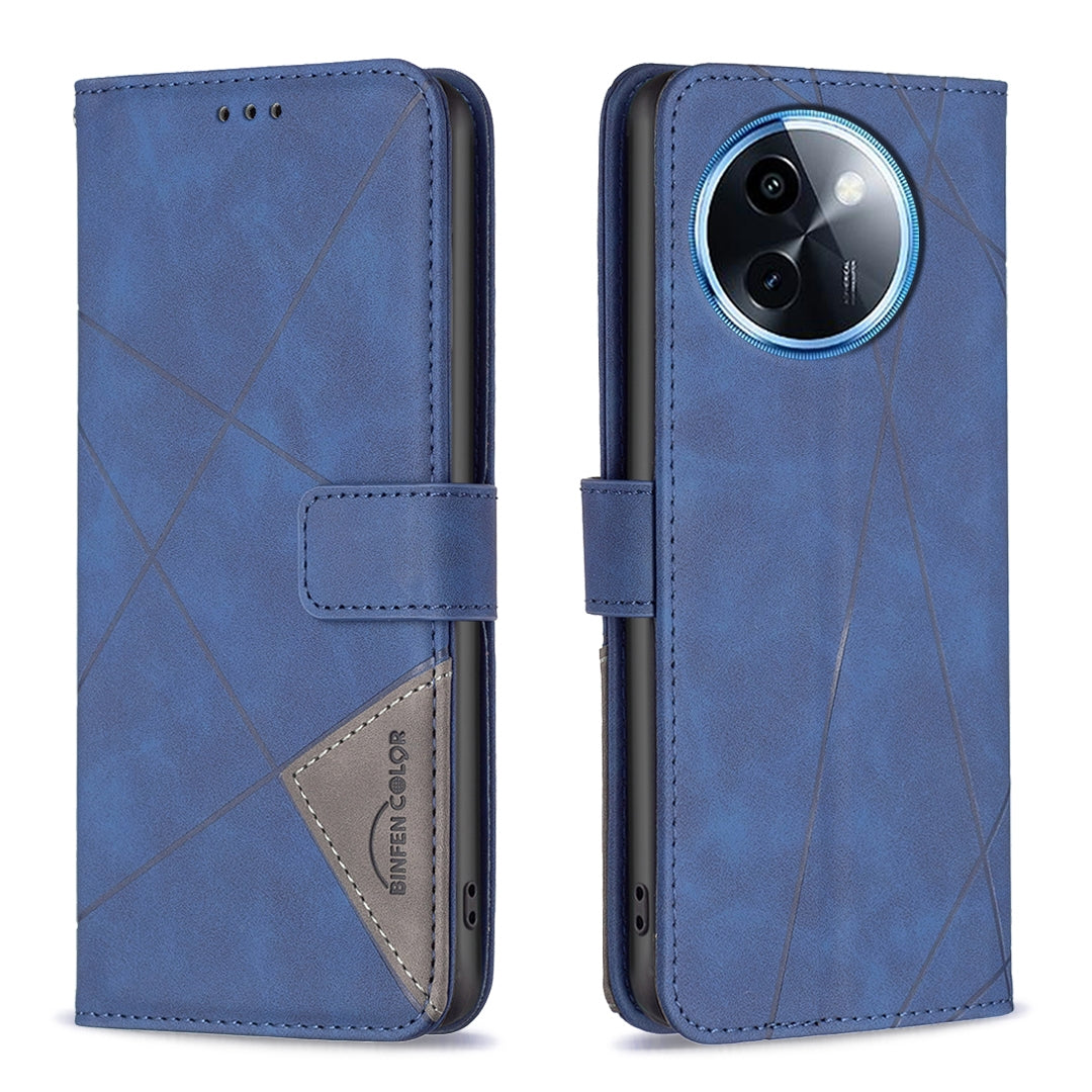 vivo Y200i 5G Rhombus Texture Leather Phone Case with Magnetic Buckle and Card Holder