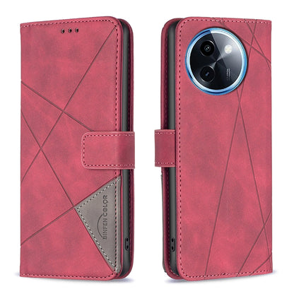 vivo Y200i 5G Rhombus Texture Leather Phone Case with Magnetic Buckle and Card Holder