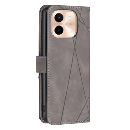 vivo Y28 4G Rhombus Texture Leather Phone Case with Magnetic Buckle and Card Holder