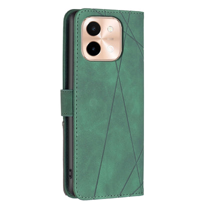 vivo Y28 4G Rhombus Texture Leather Phone Case with Magnetic Buckle and Card Holder