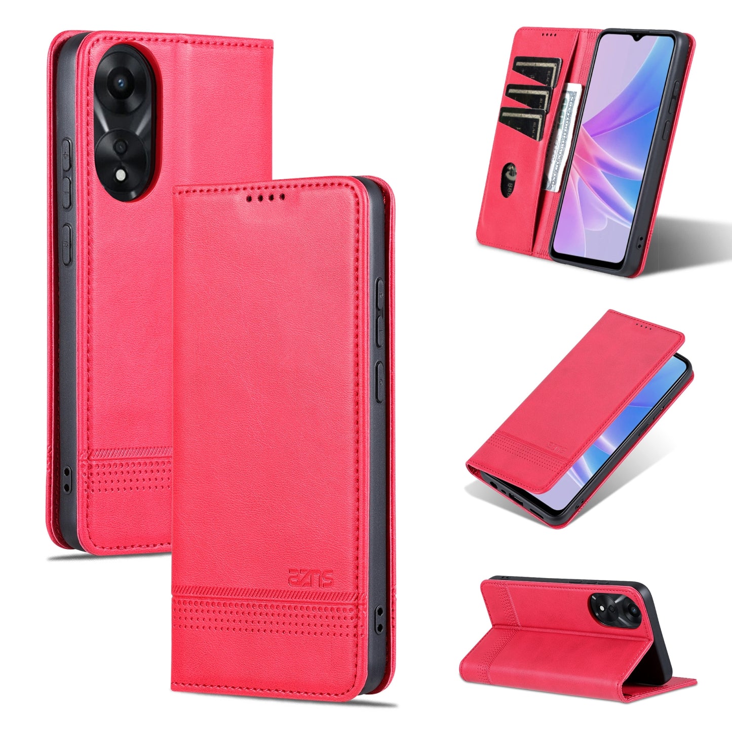 OPPO A78 4G Leather Wallet Case with Card Holder & Magnetic Closure