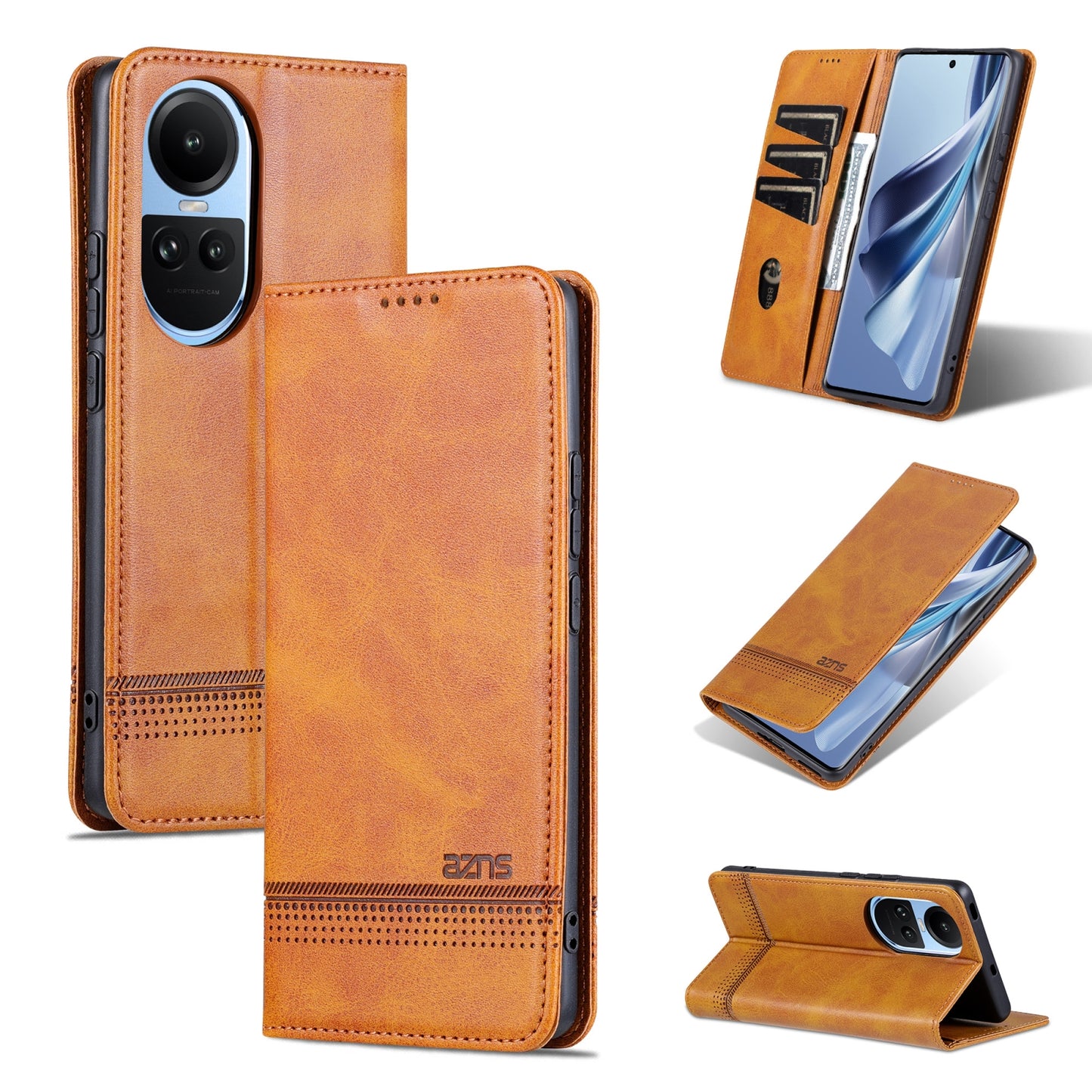 OPPO Reno10 Global Leather Wallet Case with Card Holder & Magnetic Closure