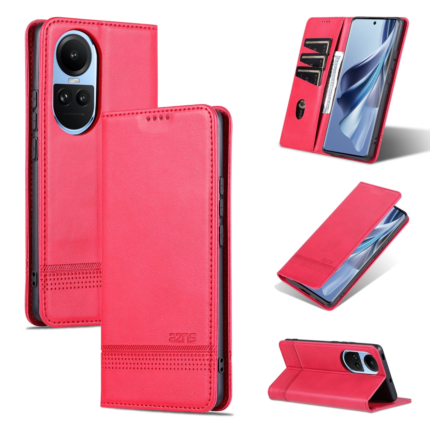 OPPO Reno10 Global Leather Wallet Case with Card Holder & Magnetic Closure