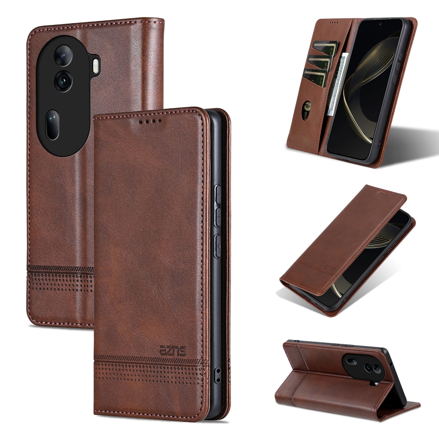 OPPO Reno11 China Leather Wallet Case with Card Holder & Magnetic Closure