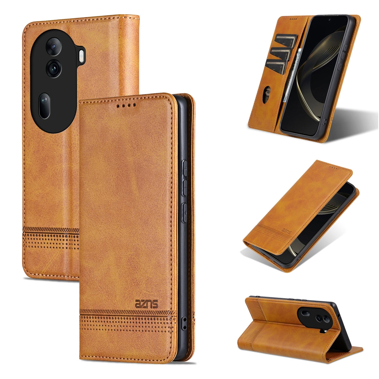 OPPO Reno11 China Leather Wallet Case with Card Holder & Magnetic Closure