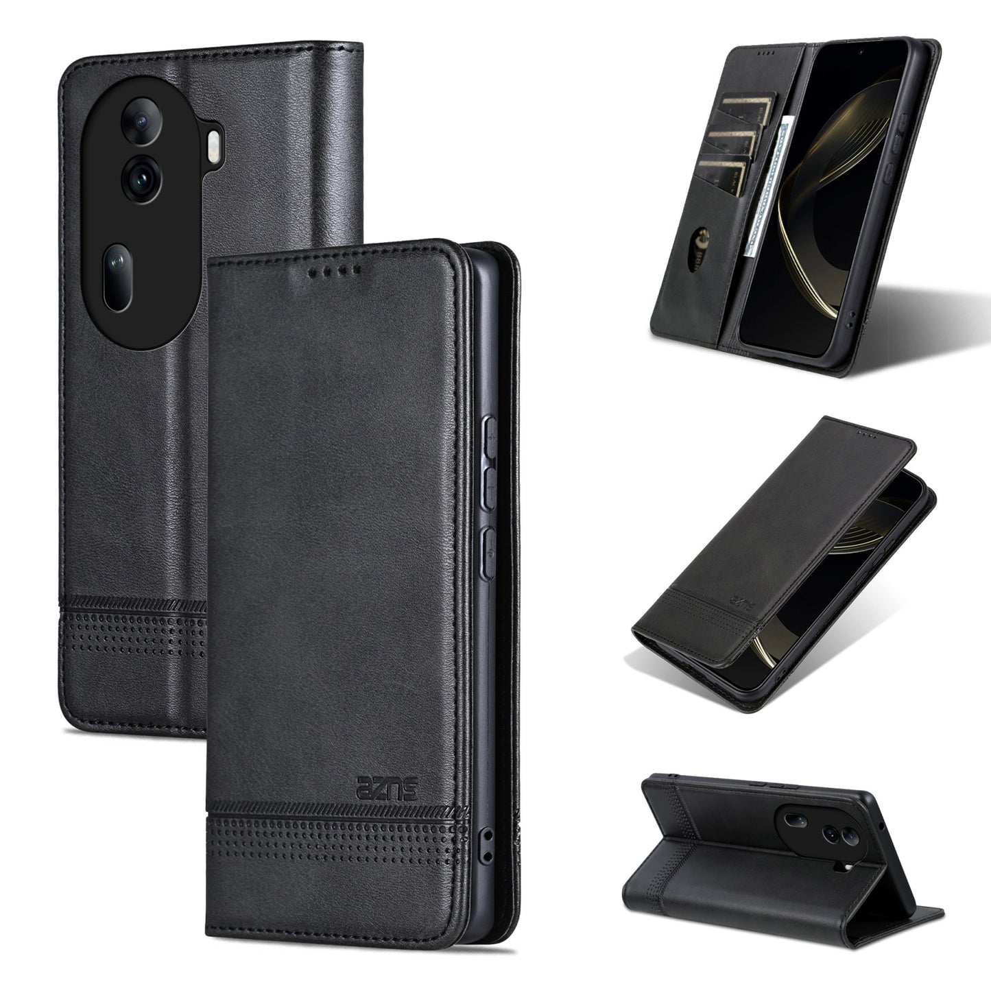 OPPO Reno11 Pro China Leather Wallet Case with Card Holder & Magnetic Closure