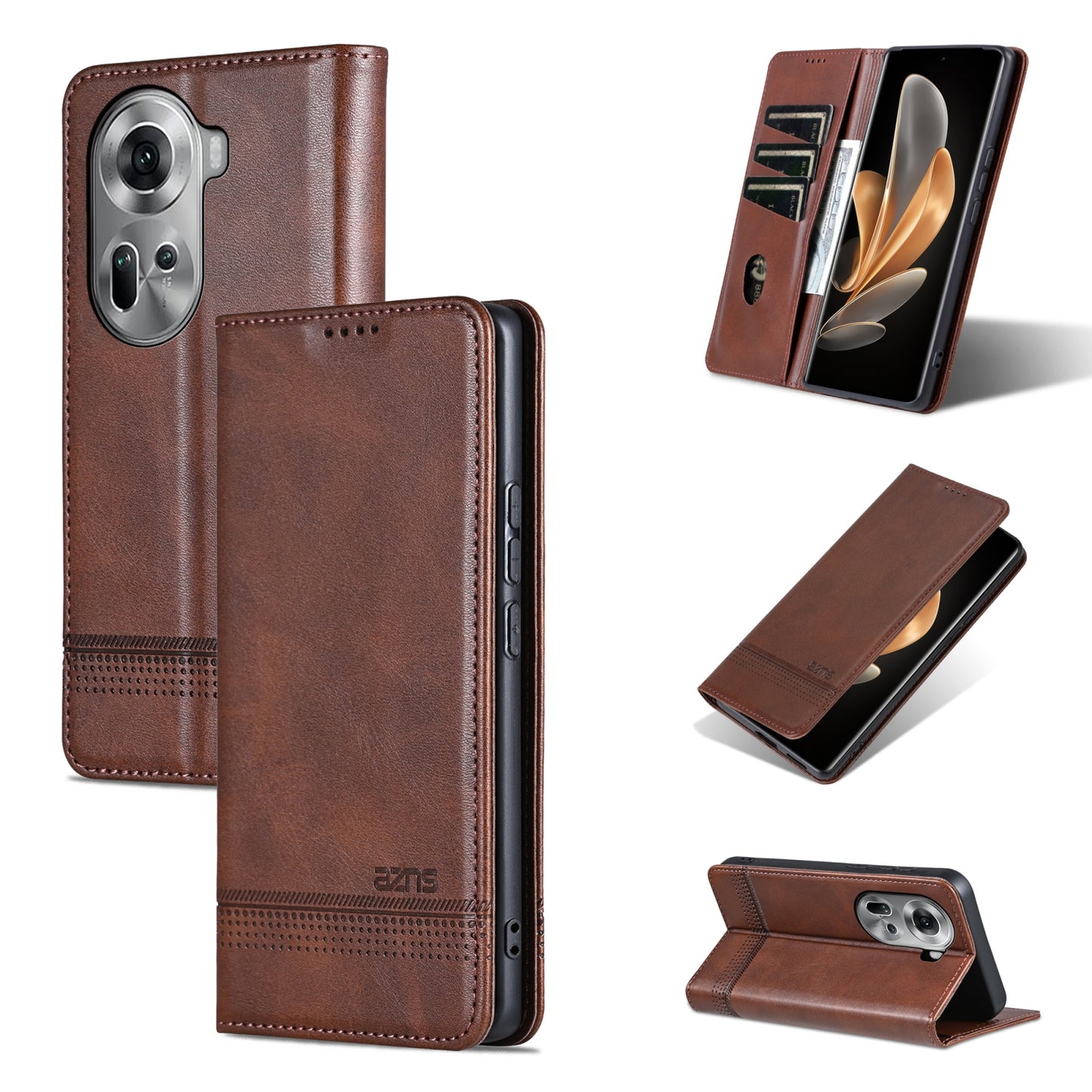 OPPO Reno11 Global Leather Wallet Case with Card Holder & Magnetic Closure