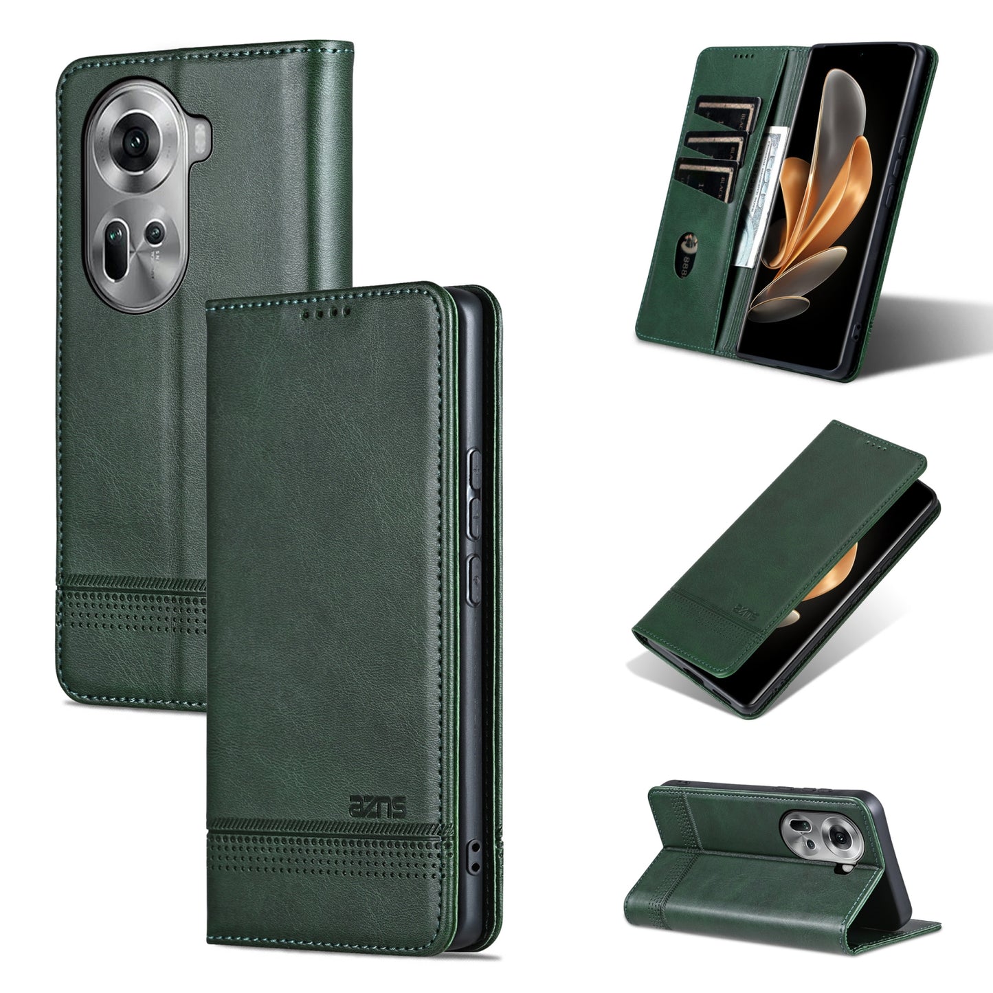 OPPO Reno11 Global Leather Wallet Case with Card Holder & Magnetic Closure