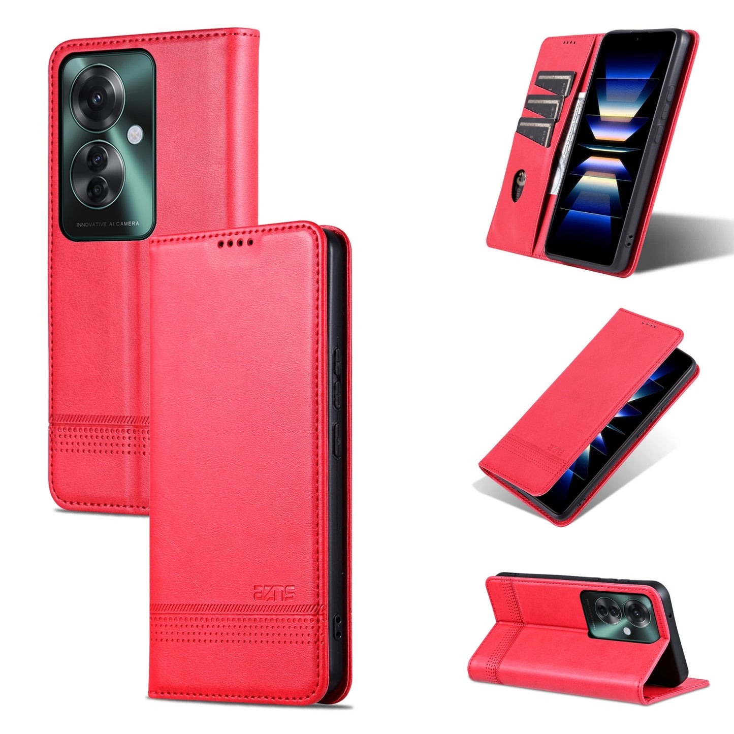 OPPO Reno11 F Leather Wallet Case with Card Holder & Magnetic Closure