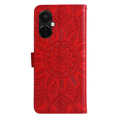 OnePlus Nord CE3 Sunflower Embossed Leather Wallet Phone Case with Kickstand and Card Holder