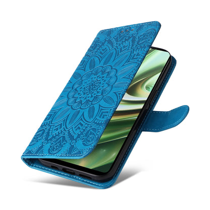 OnePlus Nord CE3 Sunflower Embossed Leather Wallet Phone Case with Kickstand and Card Holder