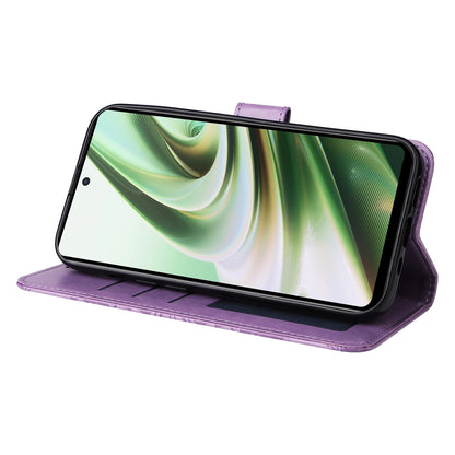 OnePlus Nord CE3 Sunflower Embossed Leather Wallet Phone Case with Kickstand and Card Holder