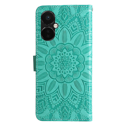 OnePlus Nord CE3 Sunflower Embossed Leather Wallet Phone Case with Kickstand and Card Holder