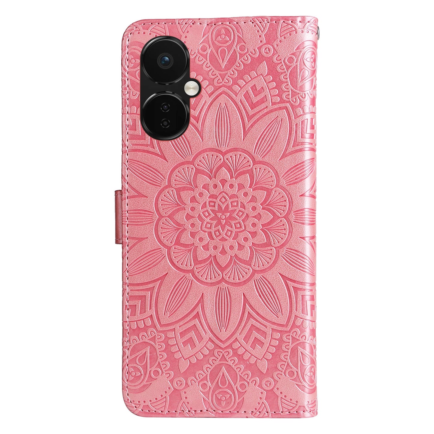 OnePlus Nord CE3 Sunflower Embossed Leather Wallet Phone Case with Kickstand and Card Holder