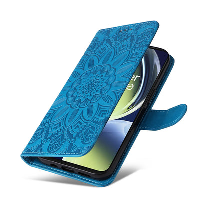 OnePlus Nord CE 3 Lite Sunflower Embossed Leather Wallet Phone Case with Kickstand and Card Holder