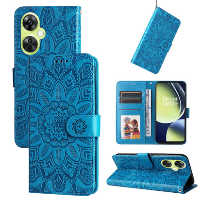 OnePlus Nord N30 Sunflower Embossed Leather Wallet Phone Case with Kickstand and Card Holder
