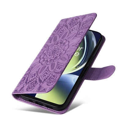 OnePlus Nord CE 3 Lite Sunflower Embossed Leather Wallet Phone Case with Kickstand and Card Holder