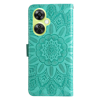 OnePlus Nord N30 Sunflower Embossed Leather Wallet Phone Case with Kickstand and Card Holder