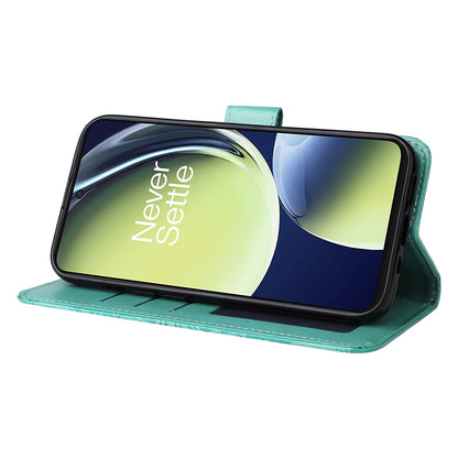 OnePlus Nord CE 3 Lite Sunflower Embossed Leather Wallet Phone Case with Kickstand and Card Holder