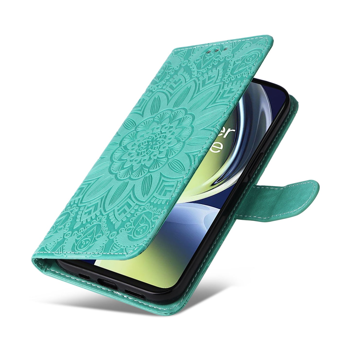 OnePlus Nord N30 Sunflower Embossed Leather Wallet Phone Case with Kickstand and Card Holder