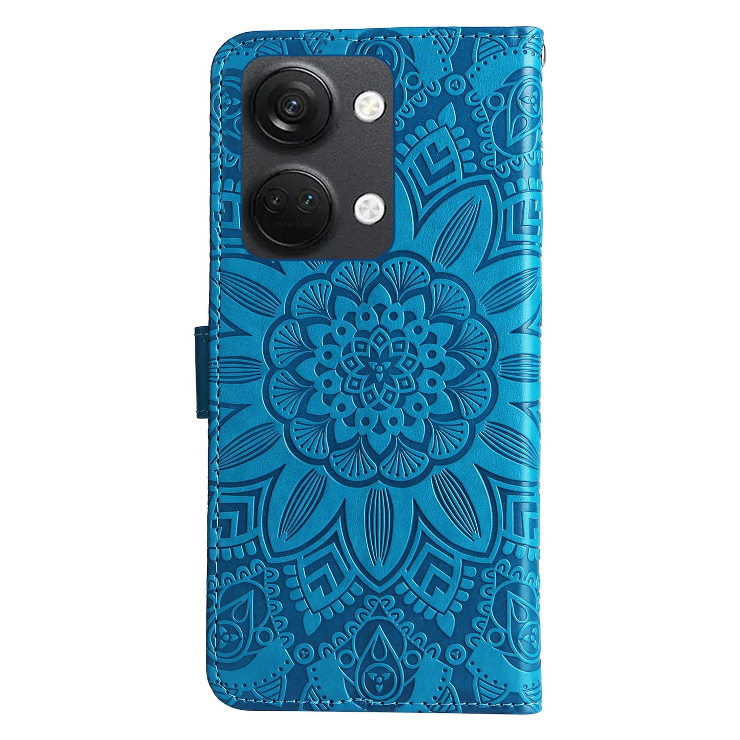 OnePlus Ace 2V Sunflower Embossed Leather Wallet Phone Case with Kickstand and Card Holder