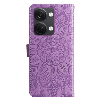 OnePlus Ace 2V Sunflower Embossed Leather Wallet Phone Case with Kickstand and Card Holder