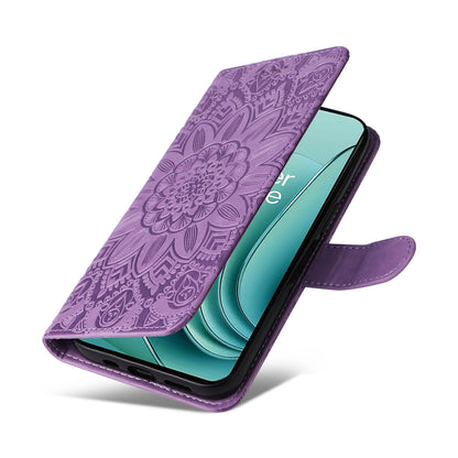OnePlus Nord 3 Sunflower Embossed Leather Wallet Phone Case with Kickstand and Card Holder