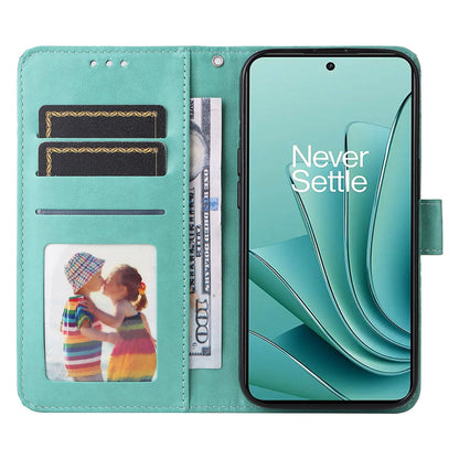 OnePlus Ace 2V Sunflower Embossed Leather Wallet Phone Case with Kickstand and Card Holder