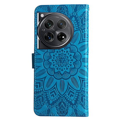 OnePlus 12 Sunflower Embossed Leather Wallet Phone Case with Kickstand and Card Holder