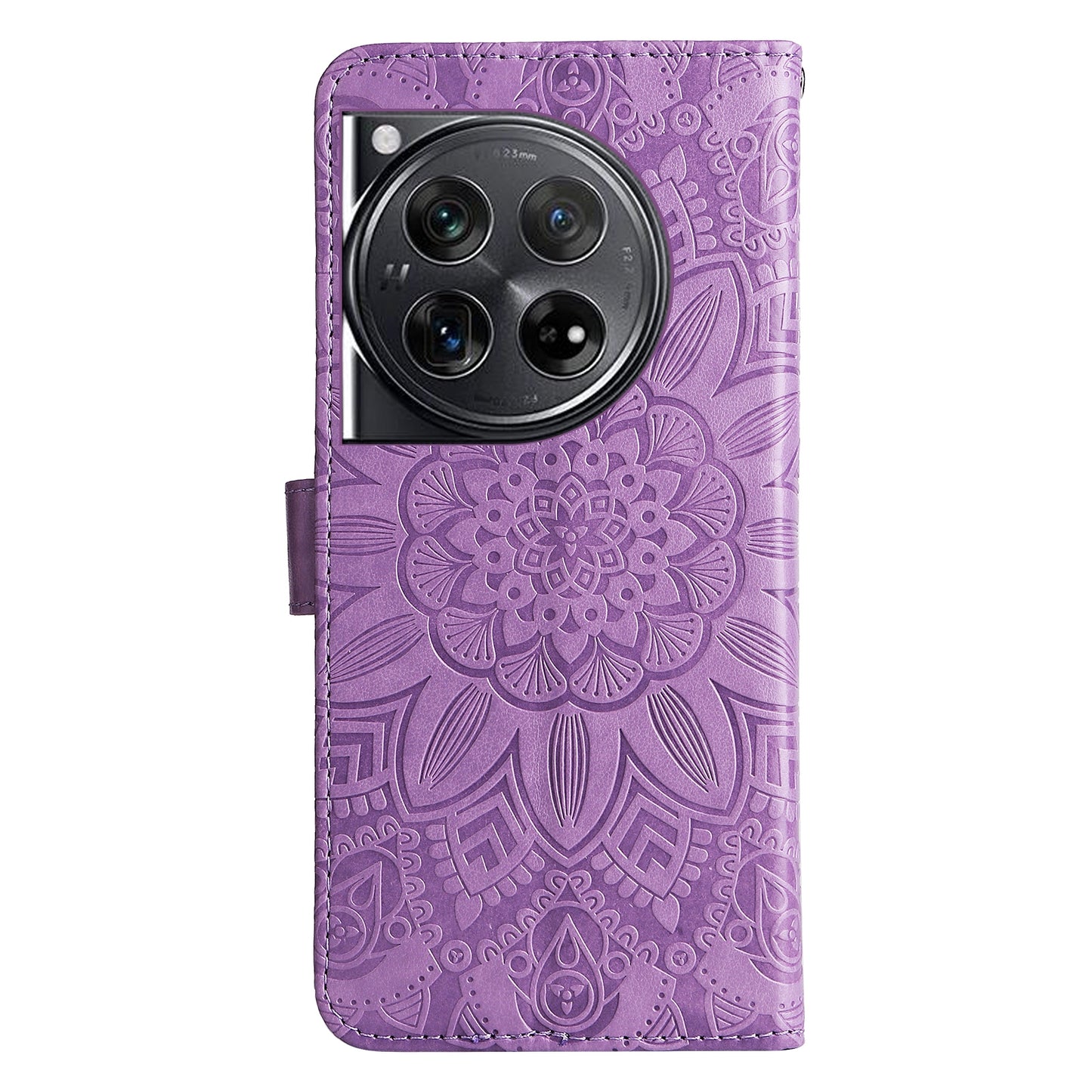 OnePlus 12 Sunflower Embossed Leather Wallet Phone Case with Kickstand and Card Holder