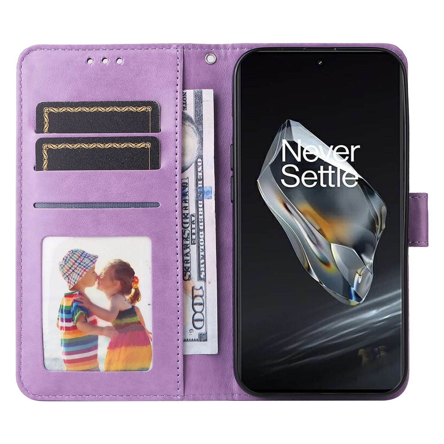 OnePlus 12 Sunflower Embossed Leather Wallet Phone Case with Kickstand and Card Holder