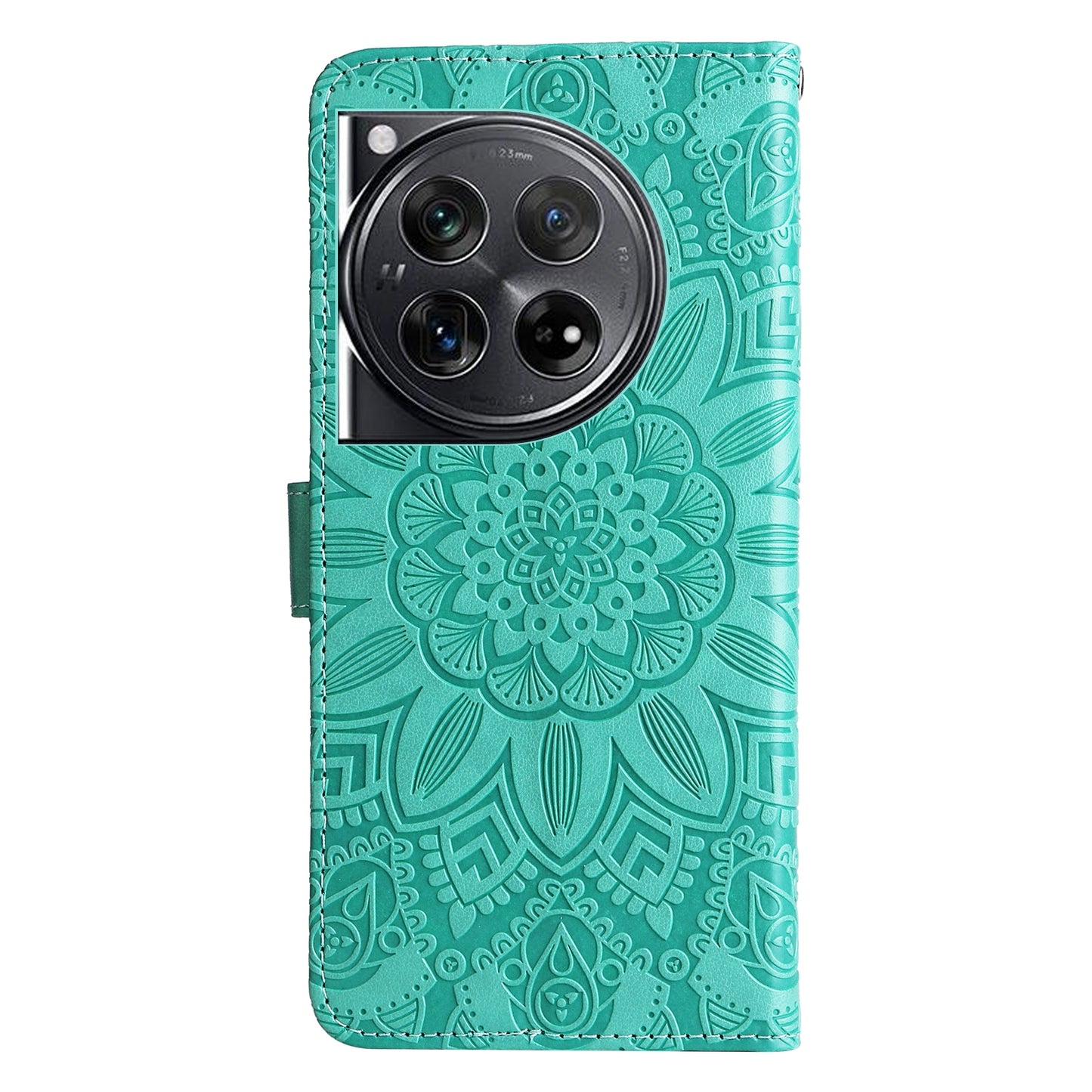OnePlus 12 Sunflower Embossed Leather Wallet Phone Case with Kickstand and Card Holder