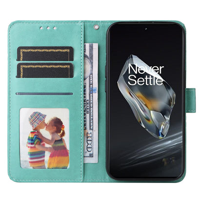 OnePlus 12 Sunflower Embossed Leather Wallet Phone Case with Kickstand and Card Holder